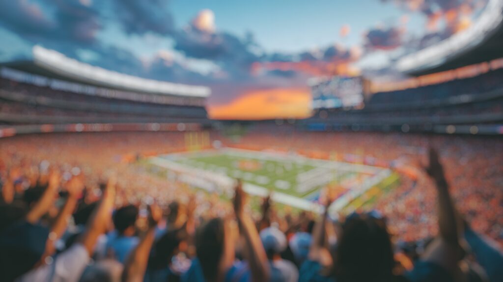 People cheering at a football stadium