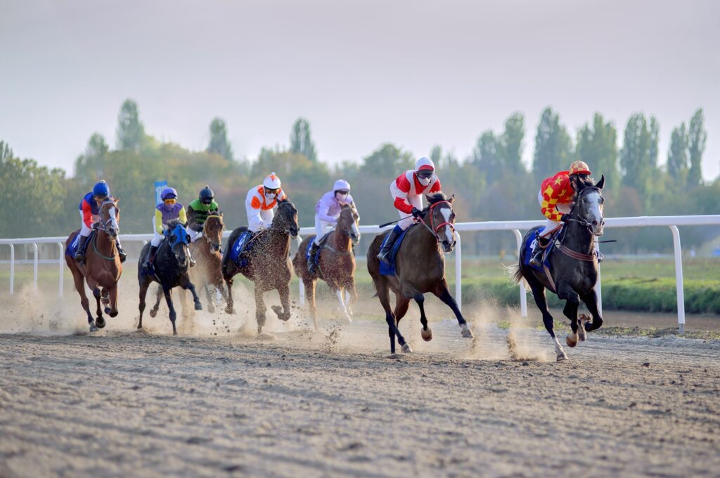 Horses racing in the Kentucky derby