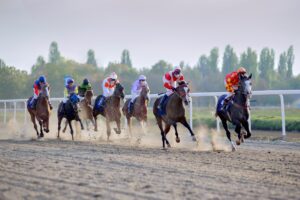 Horses racing in the Kentucky derby