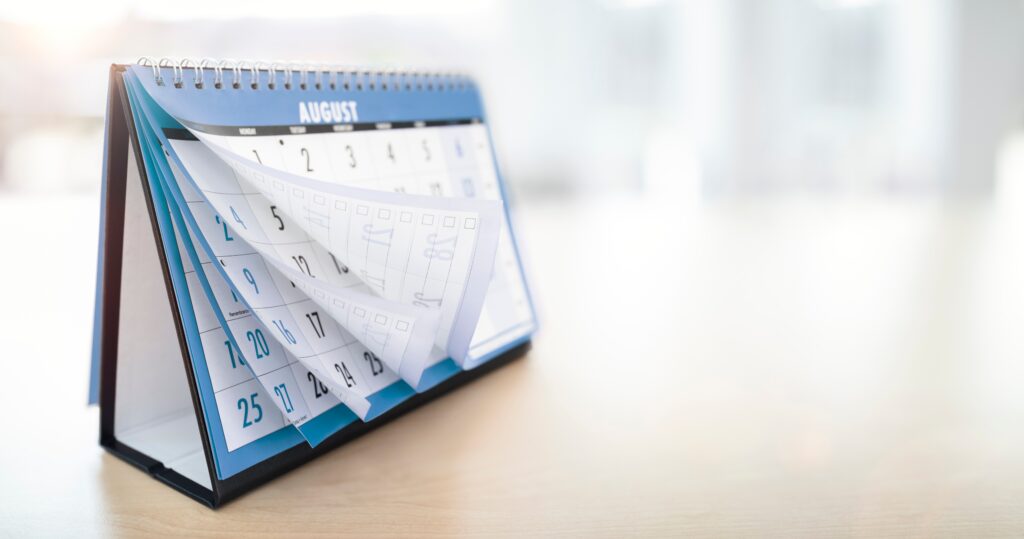 Calendar Showing Months And Dates